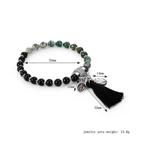 Black Agate Shield Bracelet - Grounding & Protection