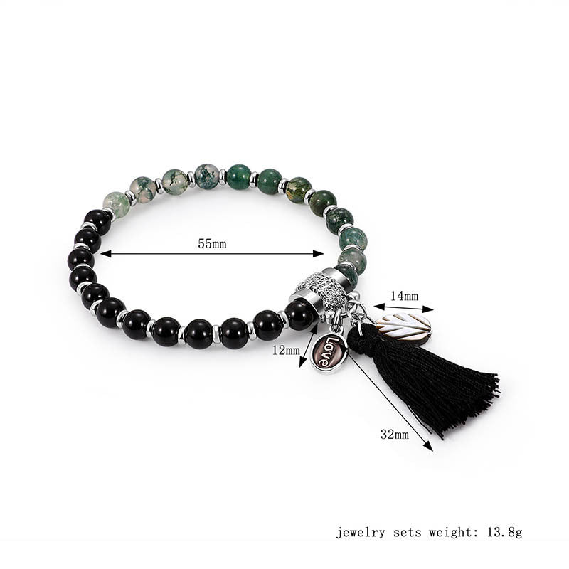 Black Agate Shield Bracelet - Grounding & Protection