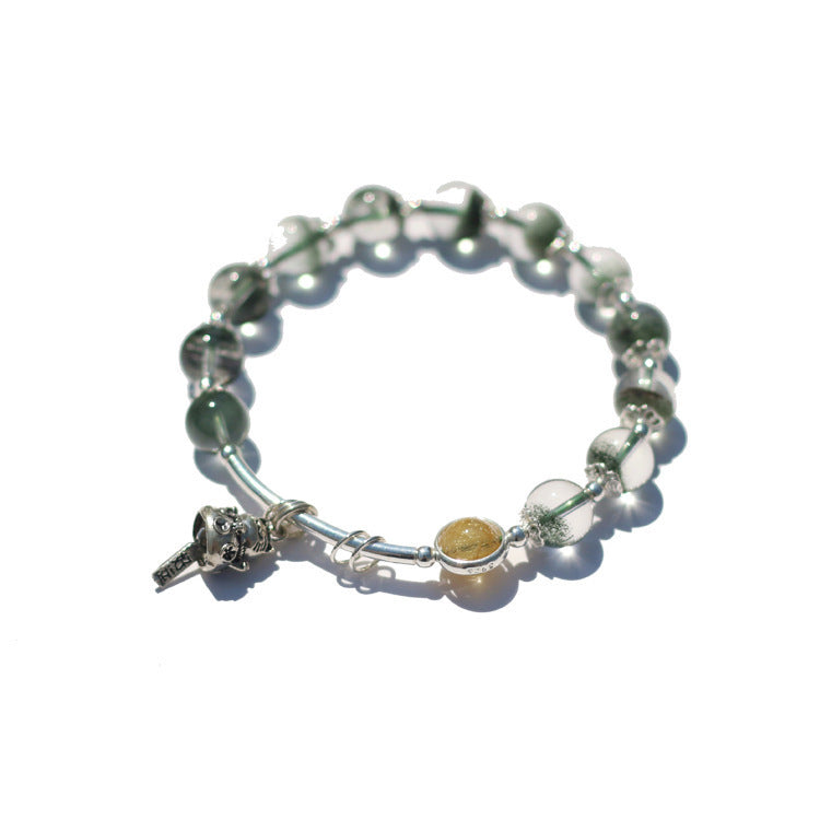 Natural golden hair crystal Green Crystal Bracelet