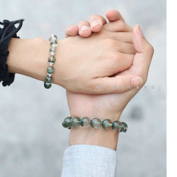 Natural golden hair crystal Green Crystal Bracelet