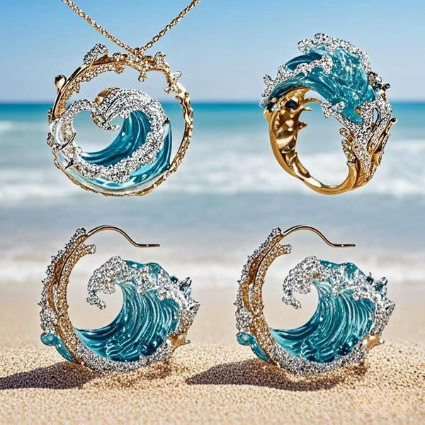 Chase the Ocean Waves, Shine with Romance – Ocean-Inspired Jewelry Set, Awaken Your Sea Dreams